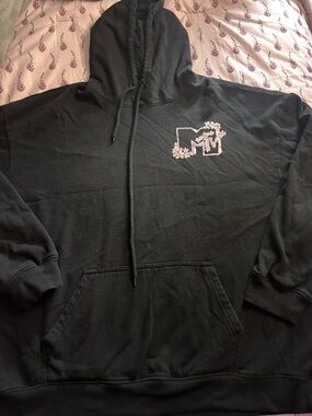 MTV Black Hoodie with Pink Floral Logo
